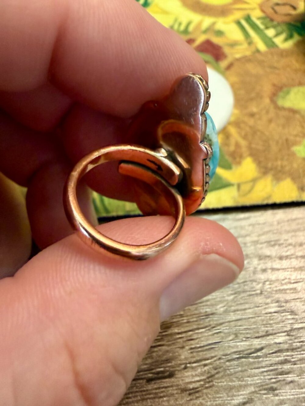 Larimar ring in solid copper - Picture 5 of 6